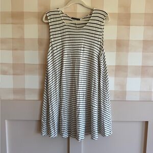 Sleeveless Black & White Striped Swing Tank dress